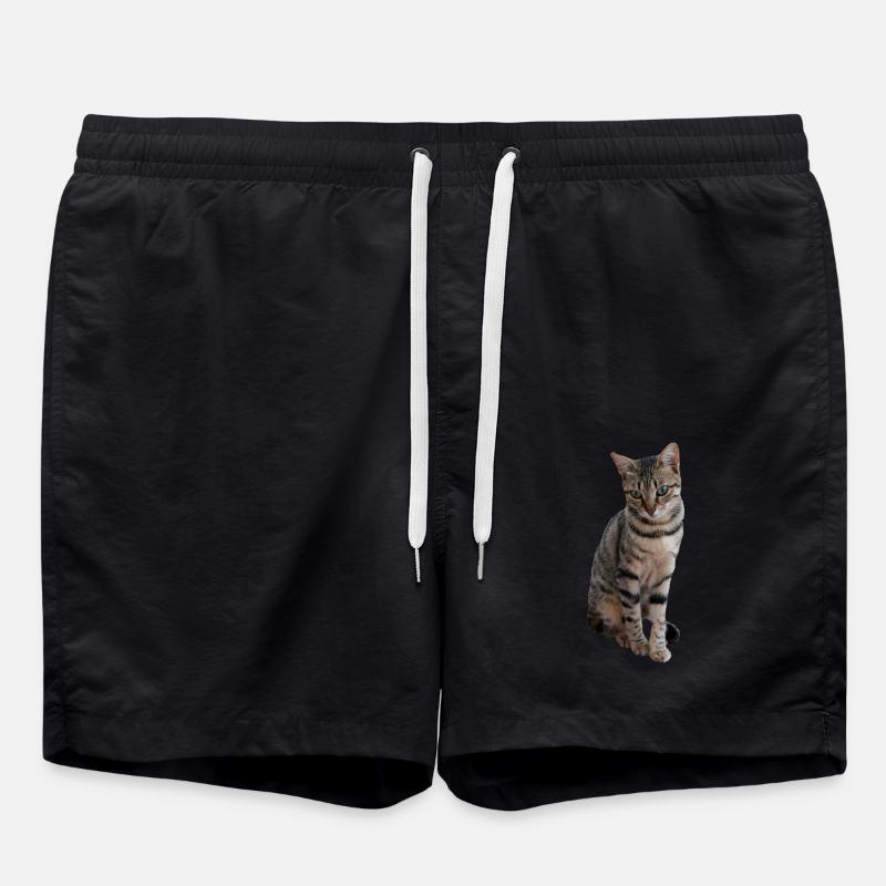 Katze Kätzchen Tigerkatze Katzenshirt Geschenk - Badeshorts - Schwarz