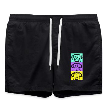3 Wise Monkeys Hear Nothing Say See Monkey Fun - Swim Trunks - black - Front - AI Model Male 185 light (185cm)