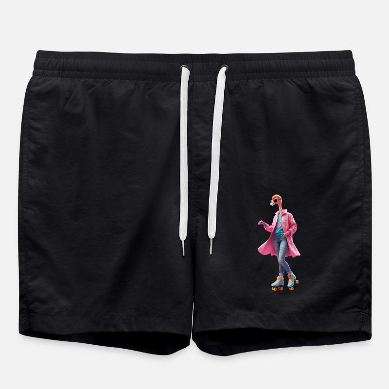 Roller skating Flamingo - Swim Trunks - black