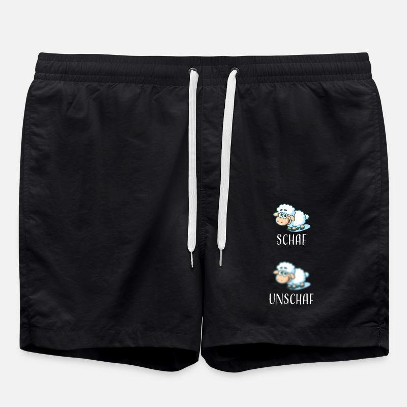 Schaf Unschaf lustiges cooles Geschenk - Badeshorts - Schwarz