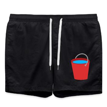Bucket full of water - Swim Trunks - black - Front - AI Model Male 185 light (185cm)