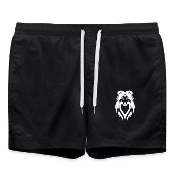 Portrait de chien chien à poil long dans le style tribal - Short de bain - noir - Devant - AI Model Male 185 light (185cm)