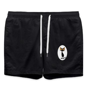 Katze - Badeshorts - Schwarz - Vorne - AI Model Male 185 light (185cm)