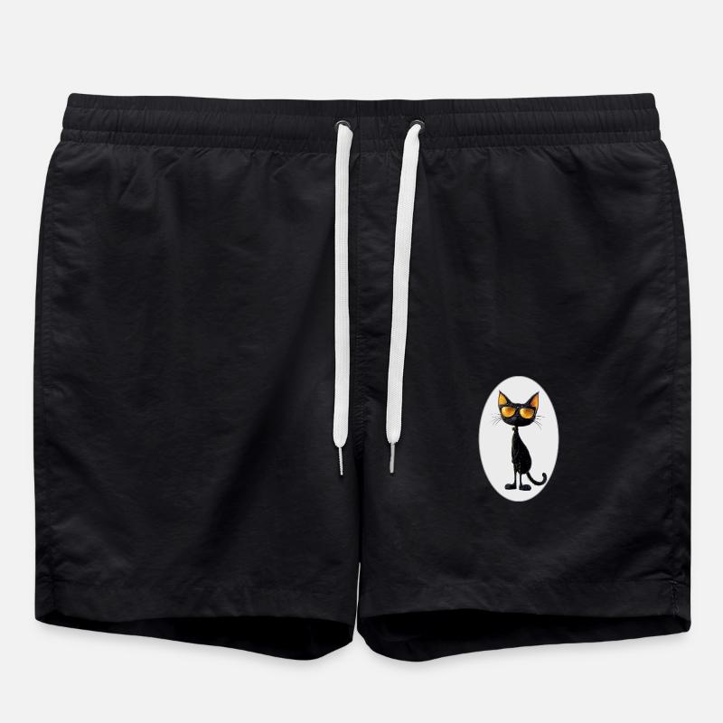 Katze - Badeshorts - Schwarz