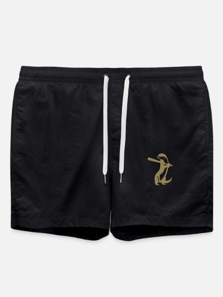 Otter Baseball Silhouette - Swim Trunks - black