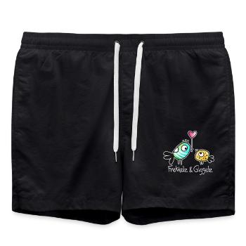 Heart Dream by Frekkelz & Giggelz - Swim Trunks - black - Front - AI Model Male 185 light (185cm)