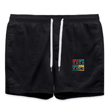 Retro-Oldtimer-Traktor - Badeshorts - Schwarz - Vorne - AI Model Male 185 light (185cm)