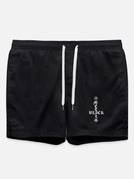 Black Metal - Cross Upside Down avec Pentagram - Short de bain - noir
