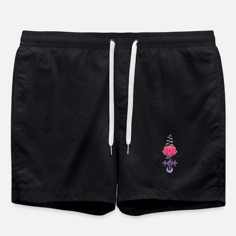 Ethereal Lotus Flower Symbol - Swim Trunks - black