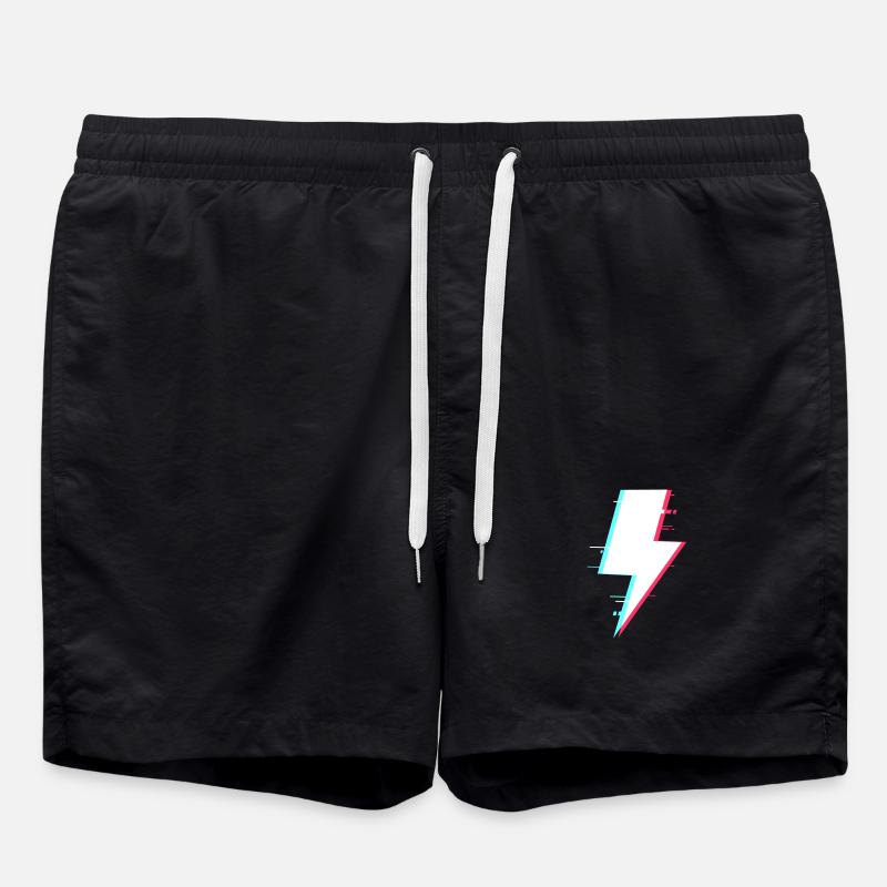 Lightning Style Retro Digital Lightning - Swim Trunks - black