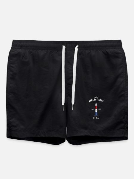 Leuchtturm Stilo, Pommern, Ostsee, Meer Ruhe - Badeshorts - Schwarz