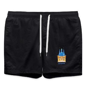 Wernigerode, town hall, half-timbered house East Germany - Swim Trunks - black - Front - AI Model Male 185 light (185cm)