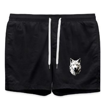 Kopf vom weißen Wolf - Badeshorts - Schwarz - Vorne - AI Model Male 185 light (185cm)
