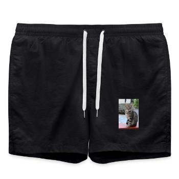 Cadeau mignon pour chats pour les amoureux des chats - Short de bain - noir - Devant - AI Model Male 185 light (185cm)