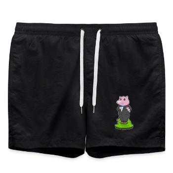 Schwein Bräutigam Anzug Hochzeit - Badeshorts - Schwarz - Vorne - AI Model Male 185 light (185cm)