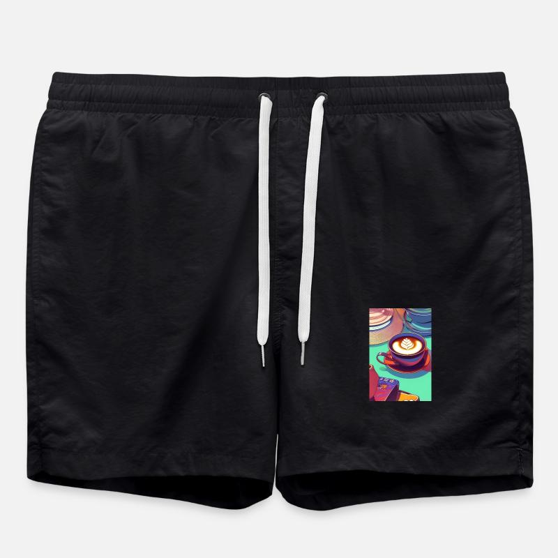 Coffee, coffee beans - Swim Trunks - black