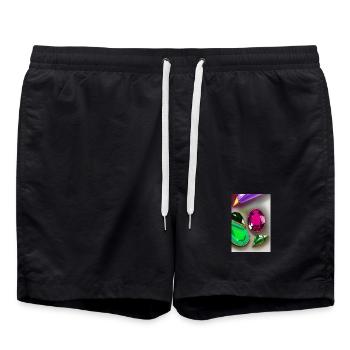 Pierres précieuses colorées - Short de bain - noir - Devant - AI Model Male 185 light (185cm)