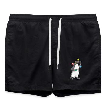 Pinguin Jongleur Jonglieren - Badeshorts - Schwarz - Vorne - AI Model Male 185 light (185cm)