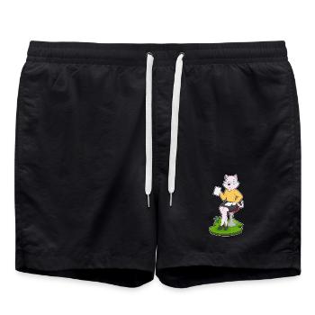 Cat Secretary Paper Office - Swim Trunks - black - Front - AI Model Male 185 light (185cm)