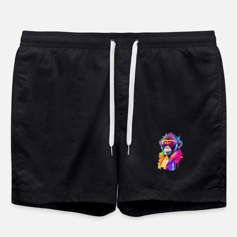 Monkey with sunglasses - Swim Trunks - black