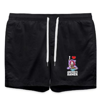 J’aime l’anime Ramen Déclaration Heart Girl Manga - Short de bain - noir - Devant - AI Model Male 185 light (185cm)