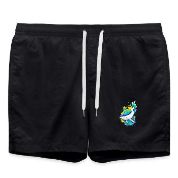 Buckelwal - Badeshorts - Schwarz - Vorne - AI Model Male 185 light (185cm)