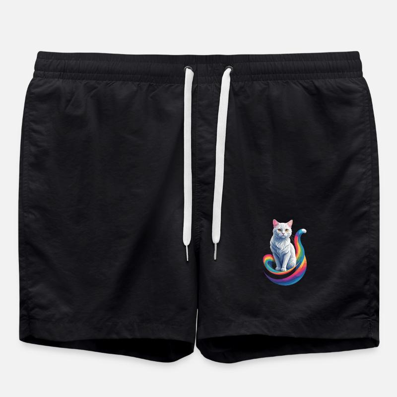 Cute Cat - Swim Trunks - black