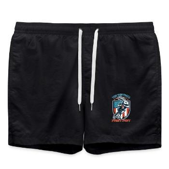 Hare Today, Gone Tomorrow: The Football Furry Fury - Swim Trunks - black - Front - AI Model Male 185 light (185cm)