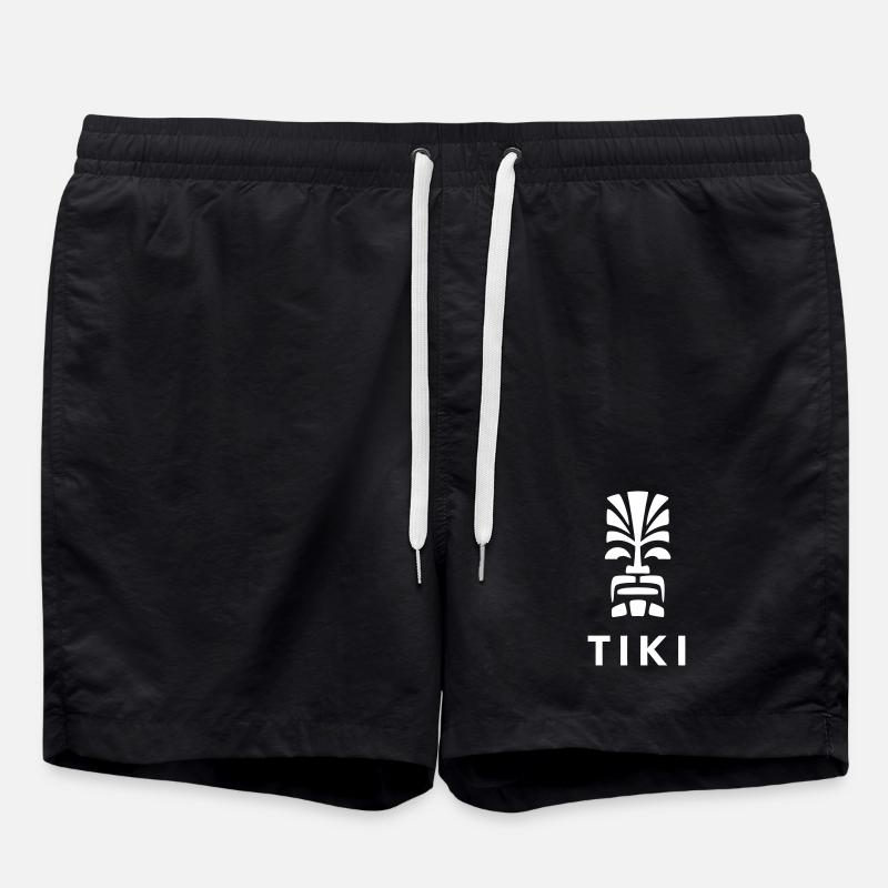 Tiki Design Polynesian Head Vivid - Swim Trunks - black