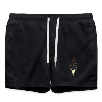 Croquis de cône de crème glacée vintage - Short de bain - noir - Devant - AI Model Male 185 light (185cm)