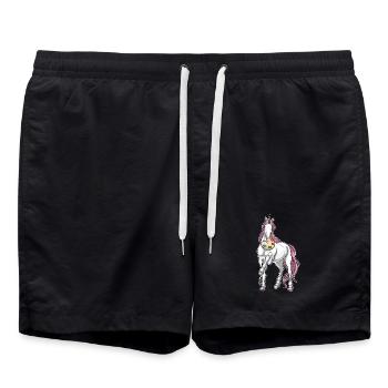 Einhorn Maler Pinsel Malen - Badeshorts - Schwarz - Vorne - AI Model Male 185 light (185cm)