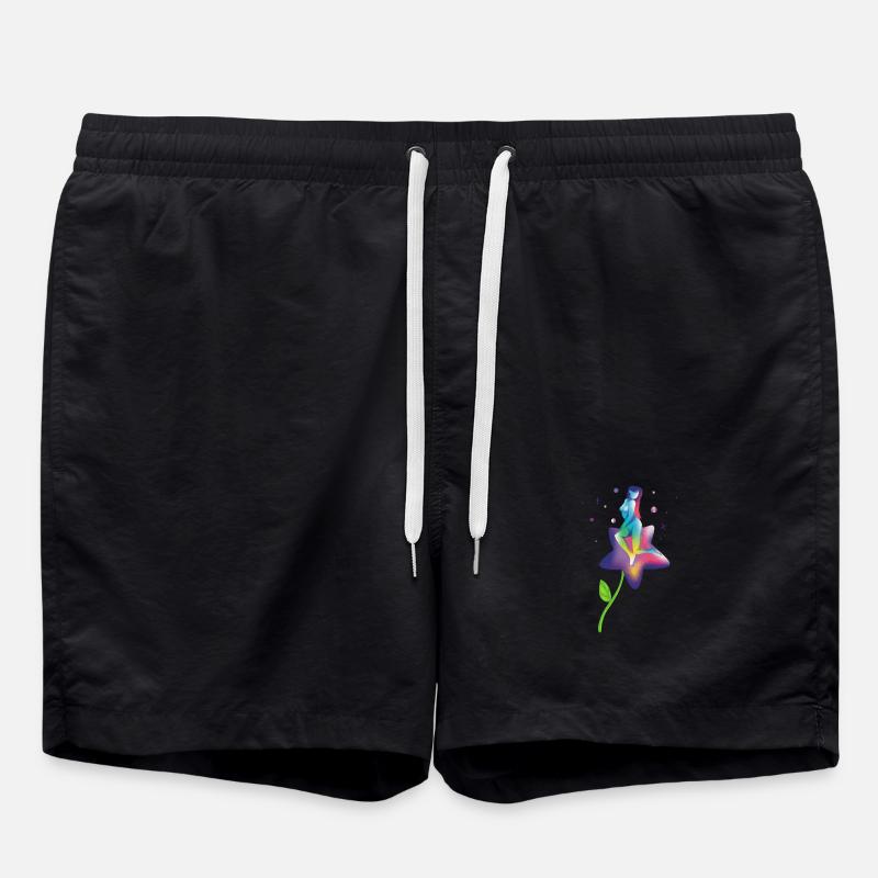 Rainbow Star Bloom - Swim Trunks - black