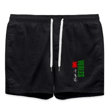 Hergestellt in Wales, vertikales Design - Badeshorts - Schwarz - Vorne - AI Model Male 185 light (185cm)