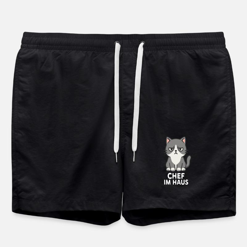 Katze mit mürrischem Gesichtsausdruck - Short de bain - noir