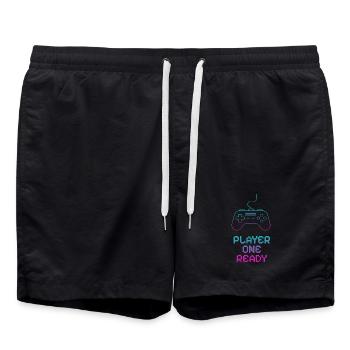 Neon Gaming Controller Design - Swim Trunks - black - Front - AI Model Male 185 light (185cm)