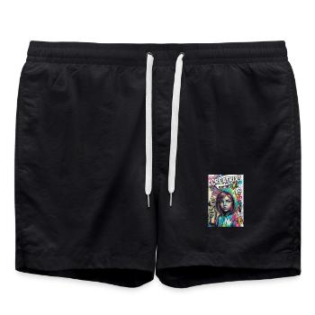 Explosion de couleur Graffiti Héroïne - Short de bain - noir - Devant - AI Model Male 185 light (185cm)