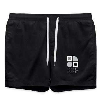 Minimalistische Geometrie Grau auf Weiß - Badeshorts - Schwarz - Vorne - AI Model Male 185 light (185cm)
