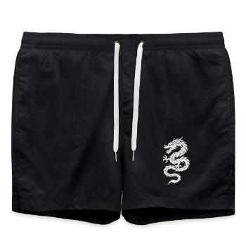Tribal Drache Silhouette - Badeshorts - Schwarz - Vorne - AI Model Male 185 light (185cm)