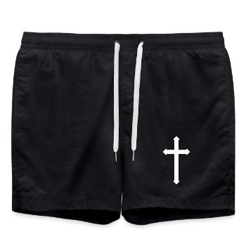 Kreuz - Badeshorts - Schwarz - Vorne - AI Model Male 185 light (185cm)