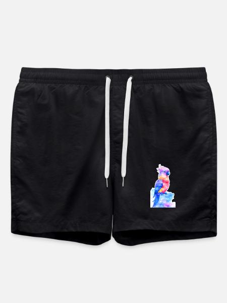 Kunterbunter Fantasie-Kakadu - Badeshorts - Schwarz