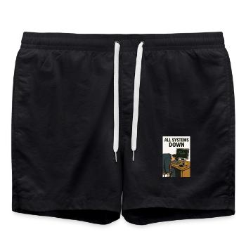 Tous les systèmes en panne Informatique Humour Caricature - Short de bain - noir - Devant - AI Model Male 185 light (185cm)
