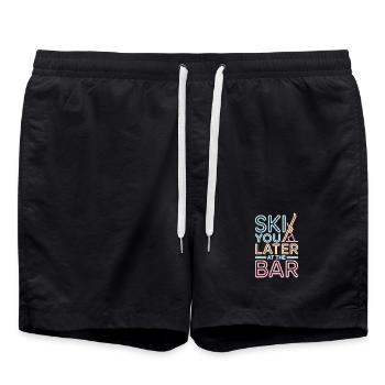 Skier plus tard au bar après ski bar - Short de bain - noir - Devant - AI Model Male 185 light (185cm)