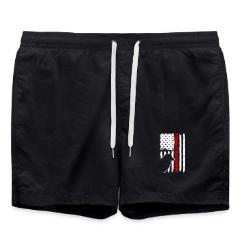 Grand-mère Border Collie Drapeau américain Patriotique - Short de bain - noir - Devant - AI Model Male 185 light (185cm)