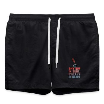 Rhythmus in der Seele, Poesie im Herzen - Badeshorts - Schwarz - Vorne - AI Model Male 185 light (185cm)