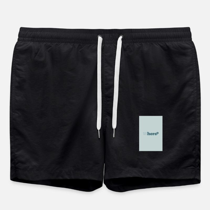 Where? – Modern Minimal Poster - Swim Trunks - black