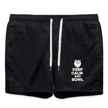 KEEP CALM AND BOWL, STRIKE MEISTER! PIN SNIPER - Badeshorts - Schwarz - Vorne - AI Model Male 185 light (185cm)