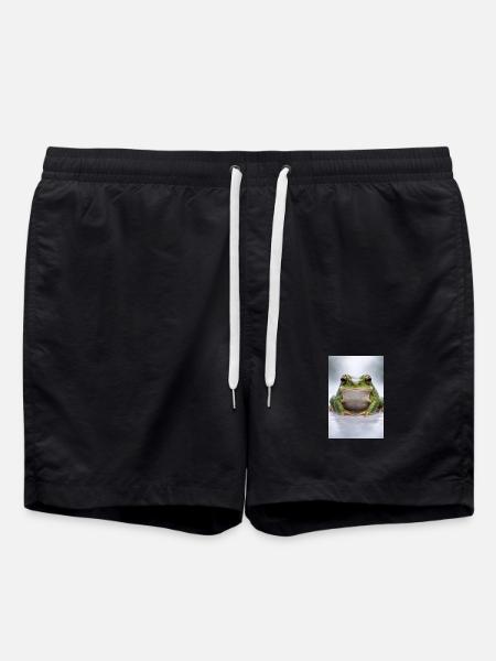 Green frog in focus - Swim Trunks - black