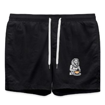 Silberner Geist: Der Meisterkeramikerlöwe - Badeshorts - Schwarz - Vorne - AI Model Male 185 light (185cm)