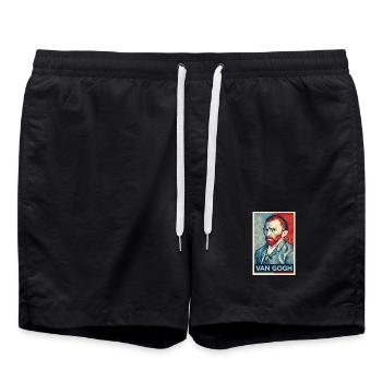 Portrait Pop de Van Gogh à double tonalité - Short de bain - noir - Devant - AI Model Male 185 light (185cm)