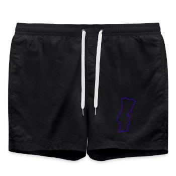 Contour du Portugal en violet - Short de bain - noir - Devant - AI Model Male 185 light (185cm)